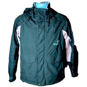 𝅺volcom women’s small ski/snowboard jacket, pink/taupe , in good condition